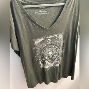 Torrid Olive Green v-neck graphic tshirt